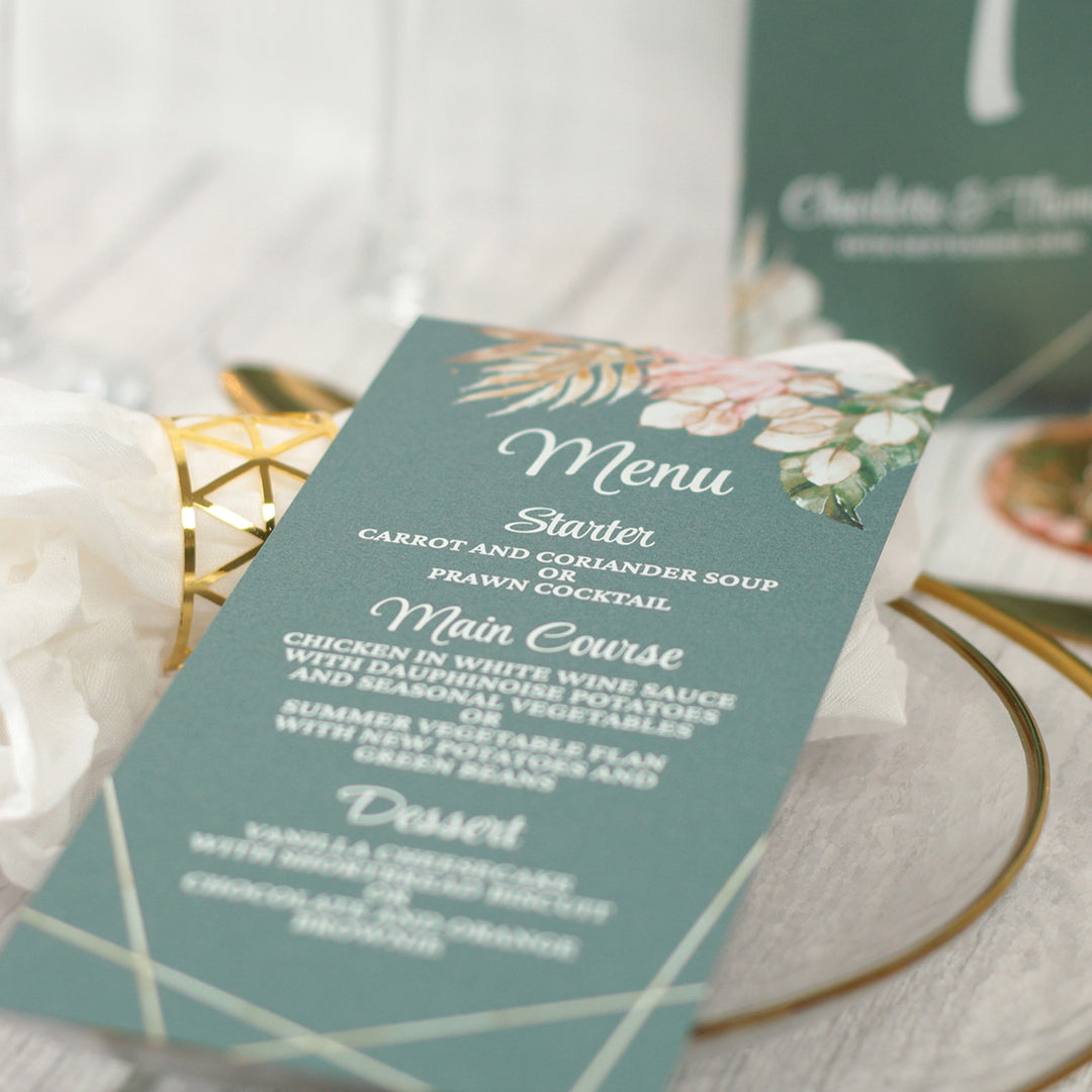 Tropical Boho Menu Postcard