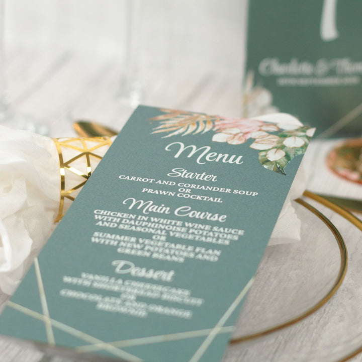 Tropical Boho Menu Postcard