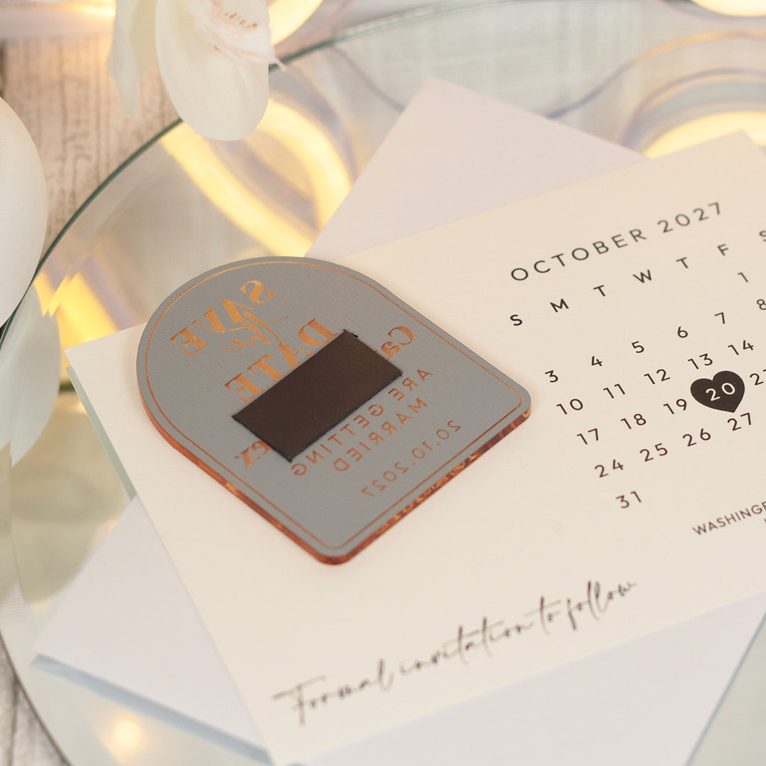 Modern Art Deco Calendar Wedding Save The Date Magnet