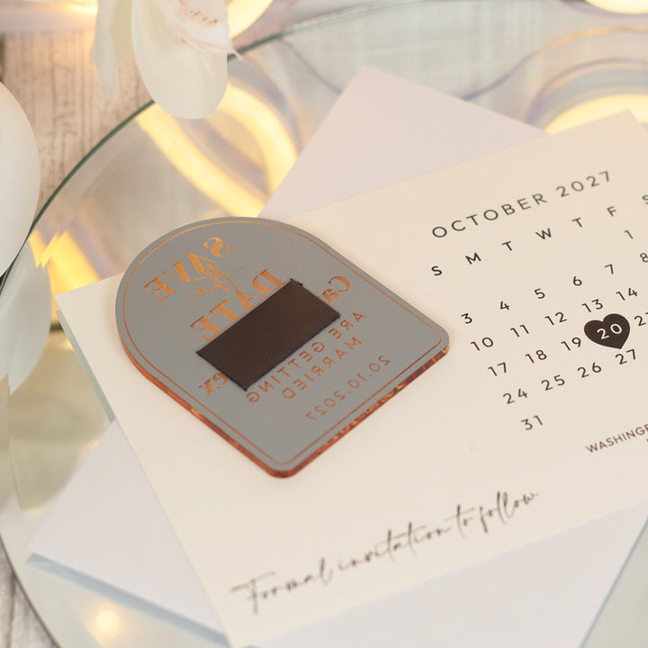 Modern Art Deco Calendar Wedding Save The Date Magnet