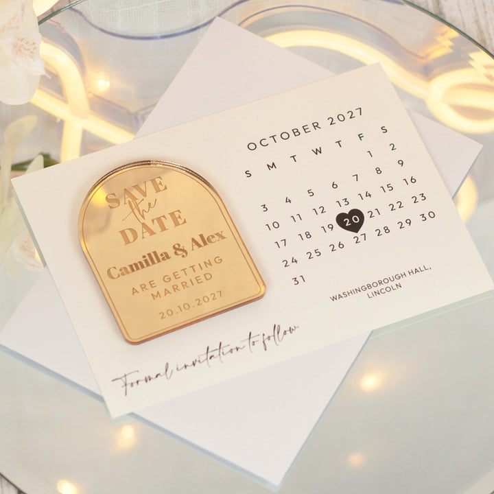 Modern Art Deco Calendar Wedding Save The Date Magnet