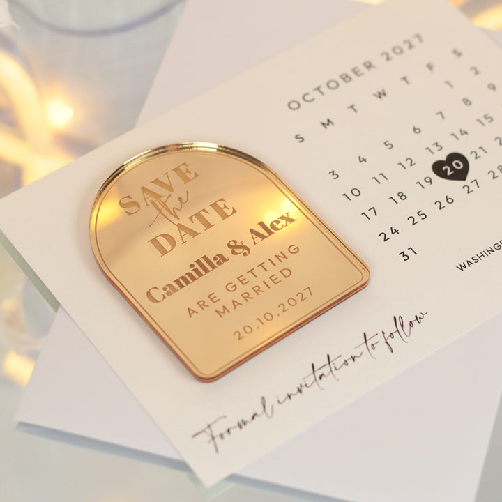 Modern Art Deco Calendar Wedding Save The Date Magnet