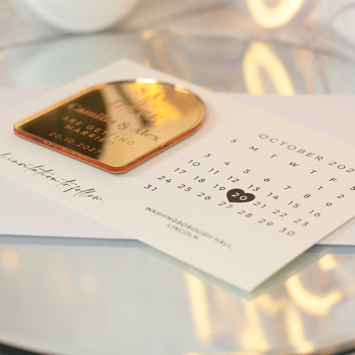Modern Art Deco Calendar Wedding Save The Date Magnet
