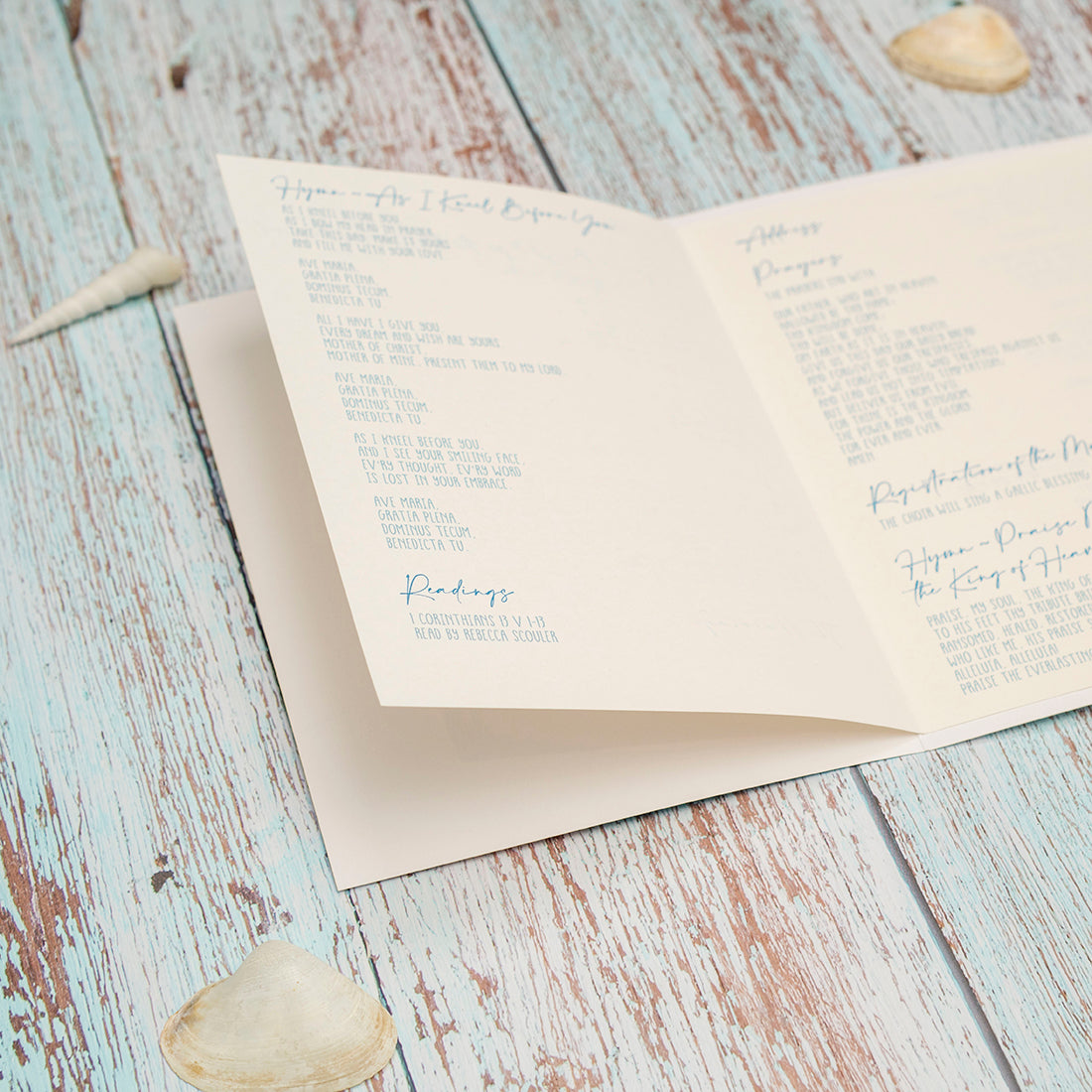 Watercolour Beach Order of Service or Day Booklet-Weddings by Lumi