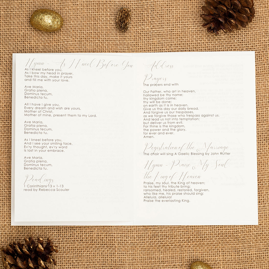 Winter Fern Order of Service or Day Booklet-Weddings by Lumi