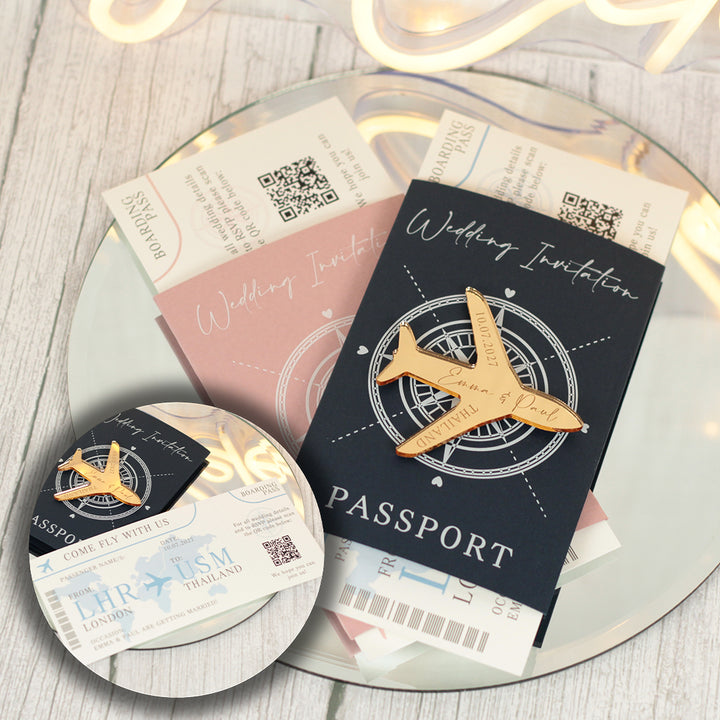 Wedding Passport Invitation with Aeroplane Magnet