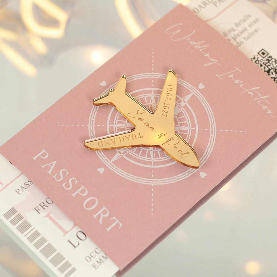 Wedding Passport Invitation with Aeroplane Magnet