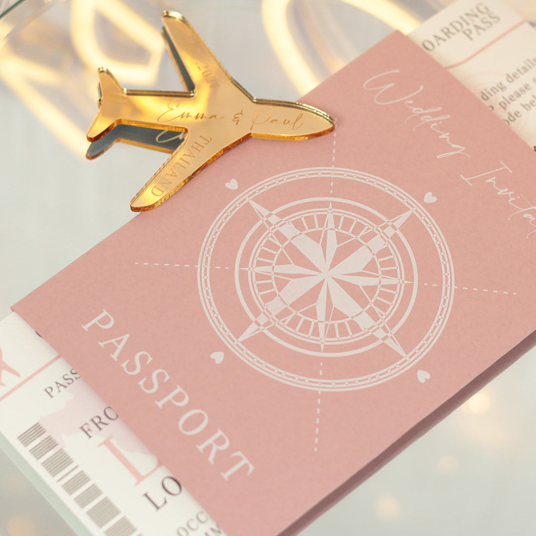 Wedding Passport Invitation with Aeroplane Magnet