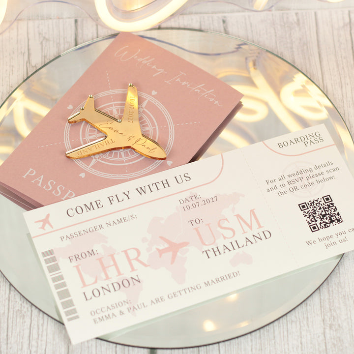 Wedding Passport Invitation with Aeroplane Magnet