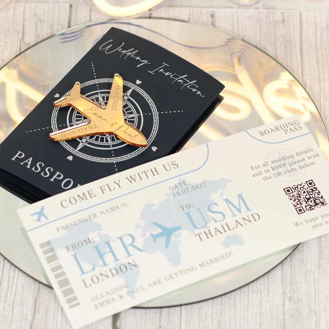 Wedding Passport Invitation with Aeroplane Magnet