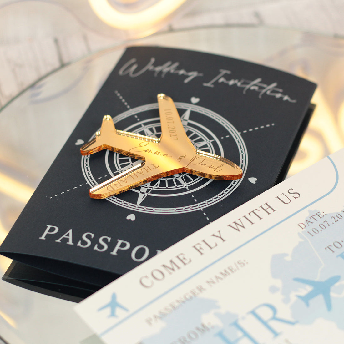 Wedding Passport Invitation with Aeroplane Magnet