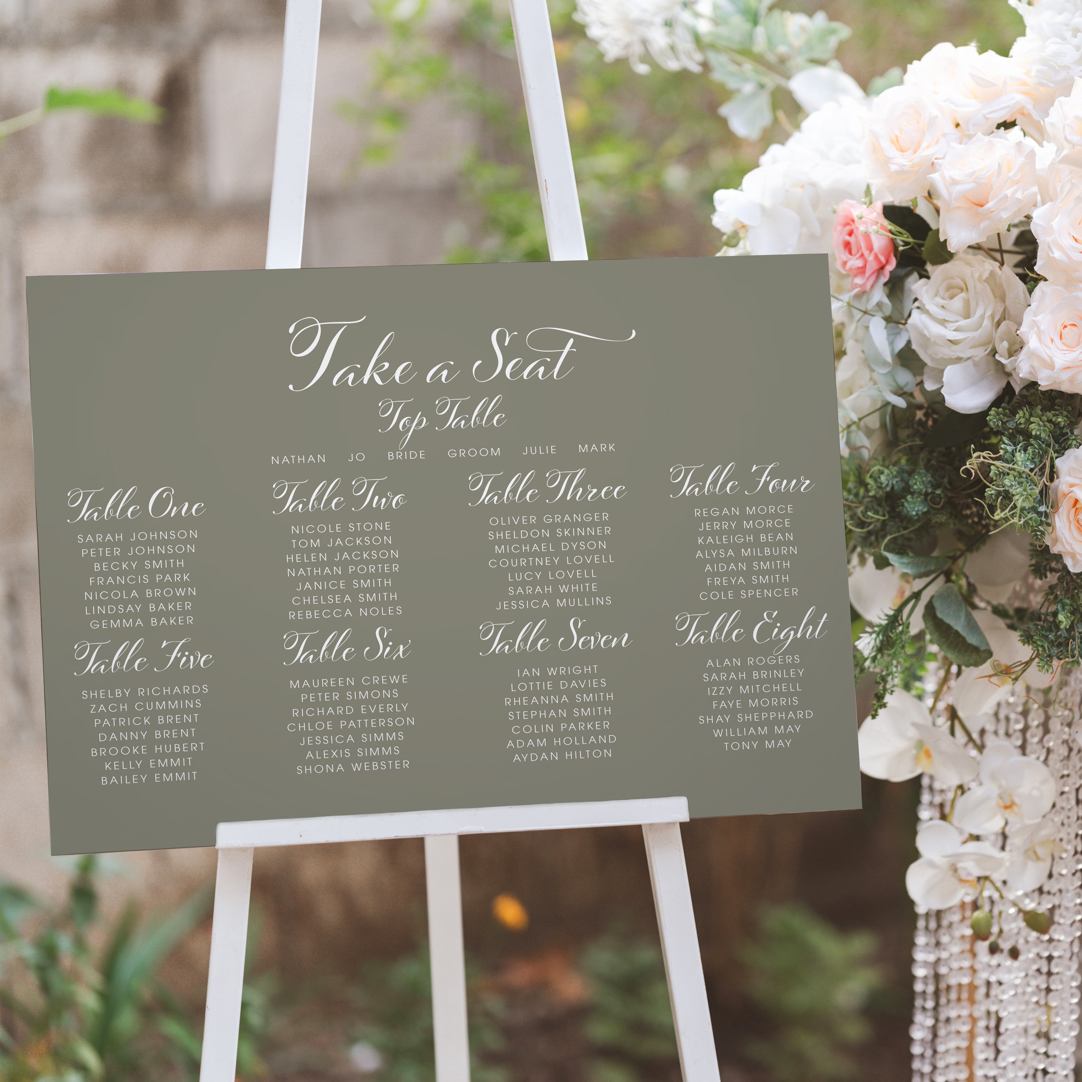 Elegant Script Wedding Table Plan Pastel Acrylic Sign