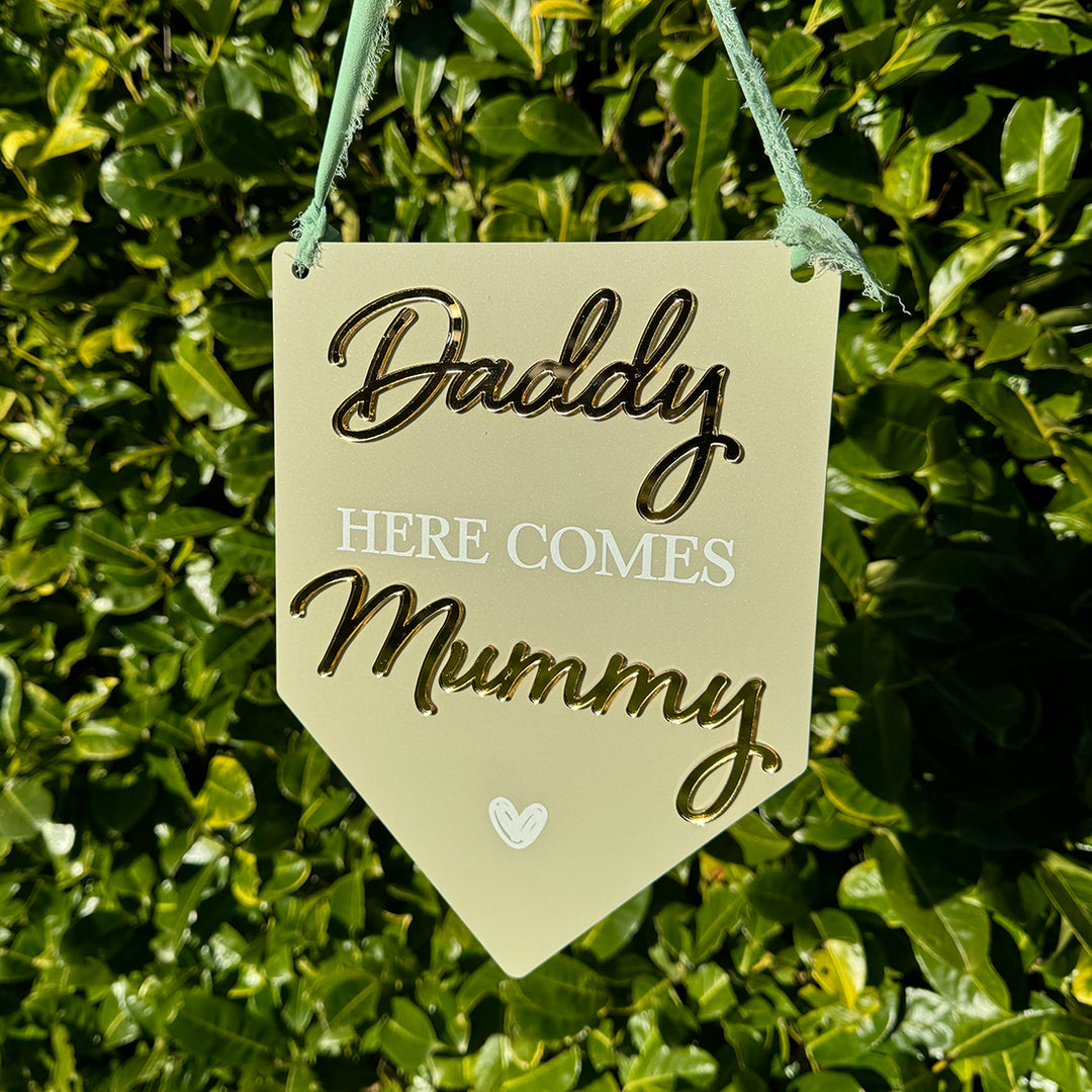 Pendant Flag Bridal Party Acrylic Carry Sign-Weddings by Lumi