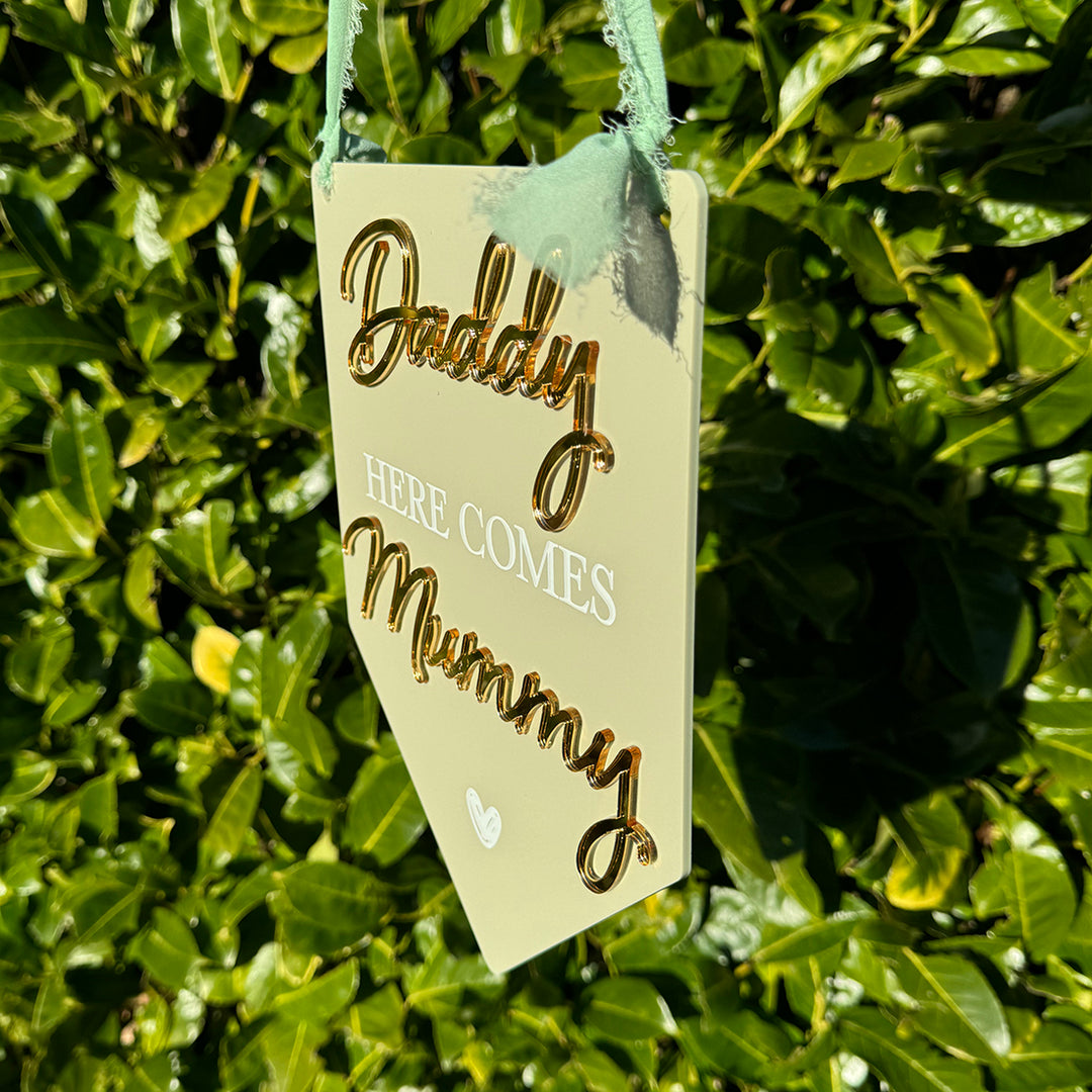 Pendant Flag Bridal Party Acrylic Carry Sign-Weddings by Lumi
