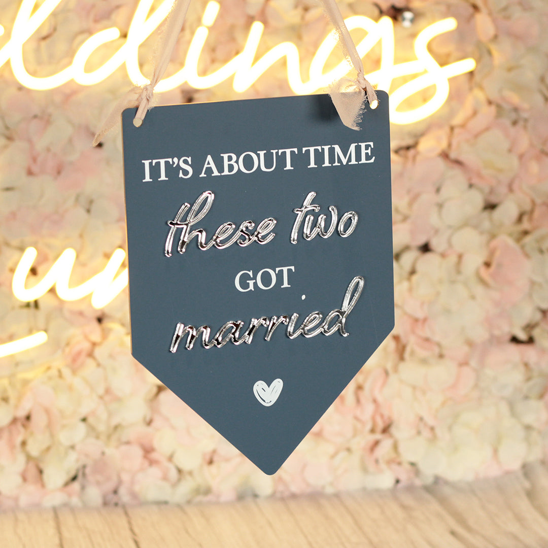 Pendant Flag Bridal Party Acrylic Carry Sign-Weddings by Lumi
