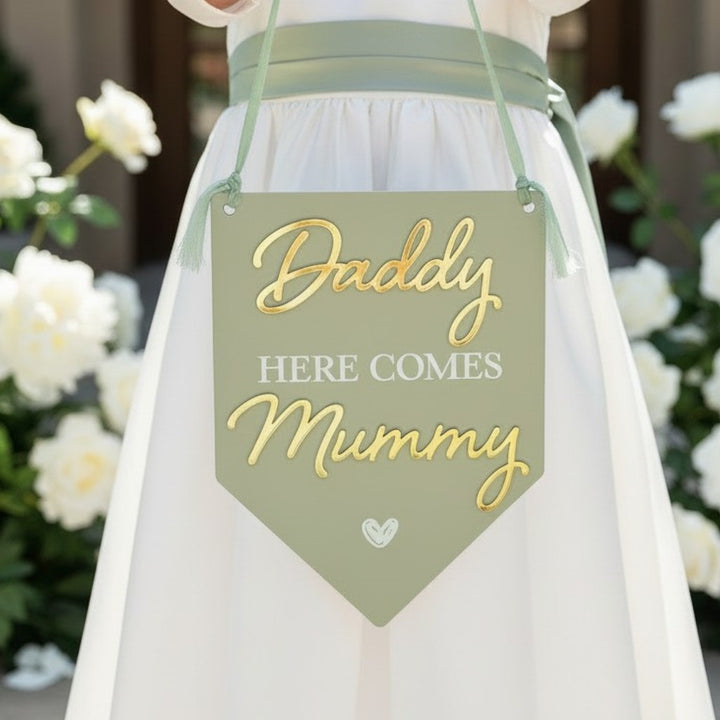Pendant Flag Bridal Party Acrylic Carry Sign