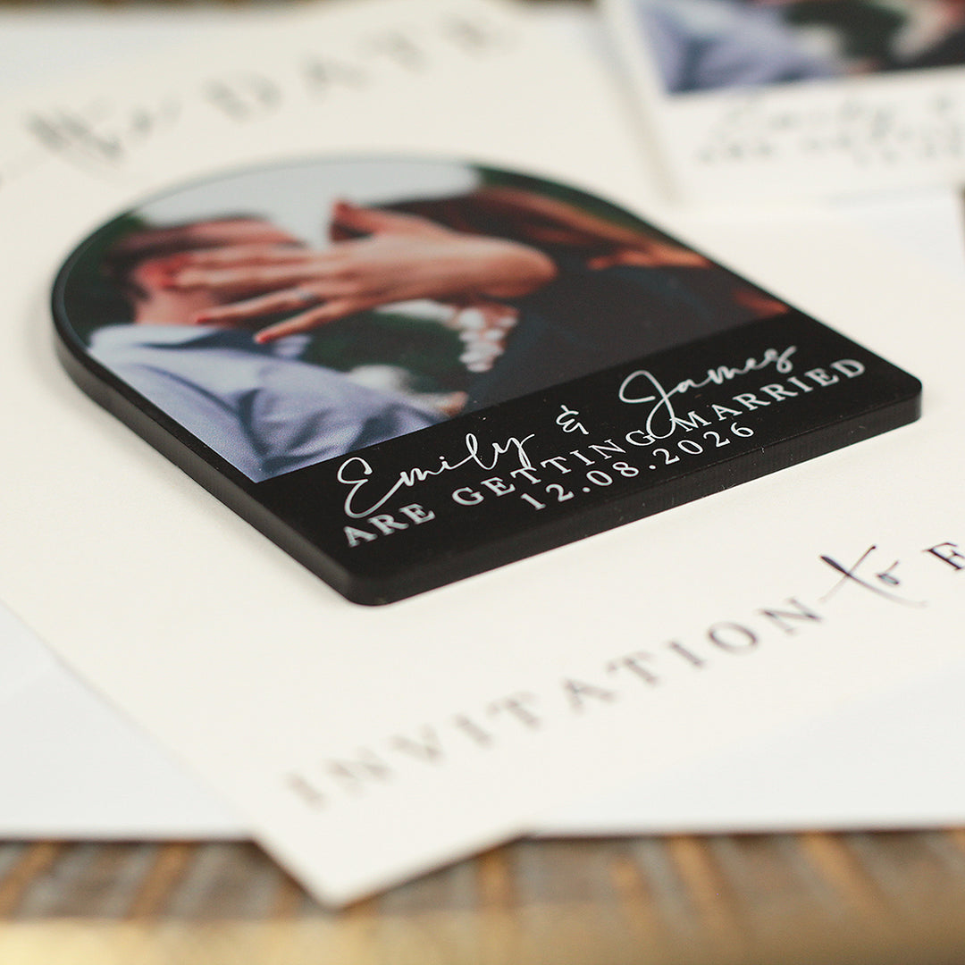 Modern Acrylic Photo Wedding Save The Date Magnet-Weddings by Lumi