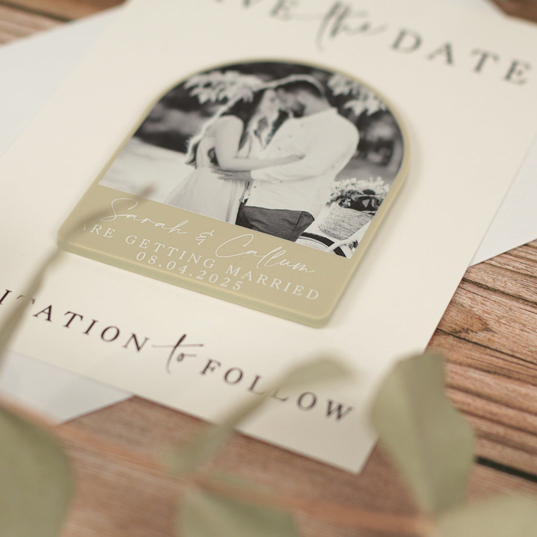 Modern Acrylic Photo Wedding Save The Date Magnet