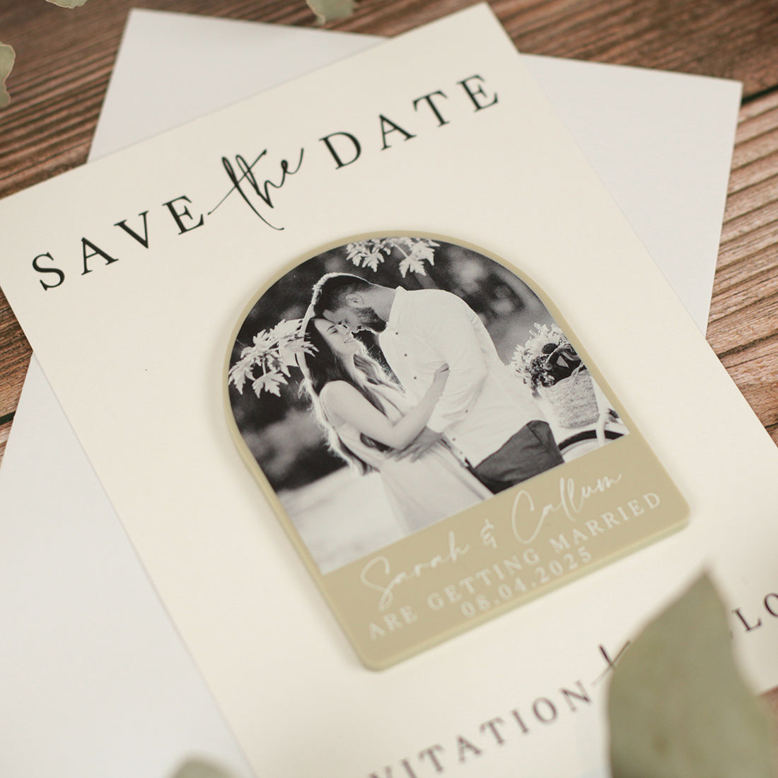 Modern Acrylic Photo Wedding Save The Date Magnet