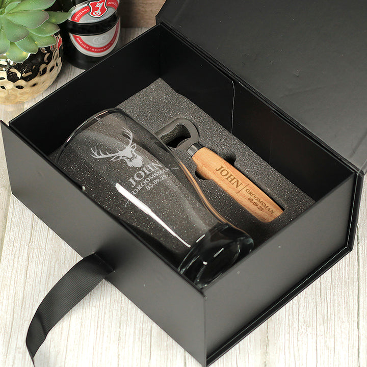Stag Groomsman Role Pint Glass Thank You Gift-Weddings by Lumi