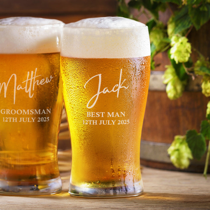 Wedding Role Groomsman Pint Glass Tube Gift Set