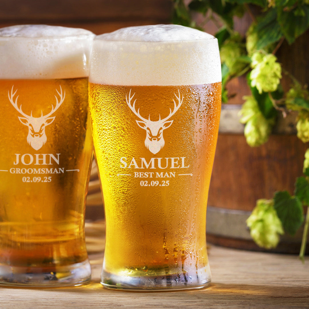 Stag Groomsman Pint Glass
