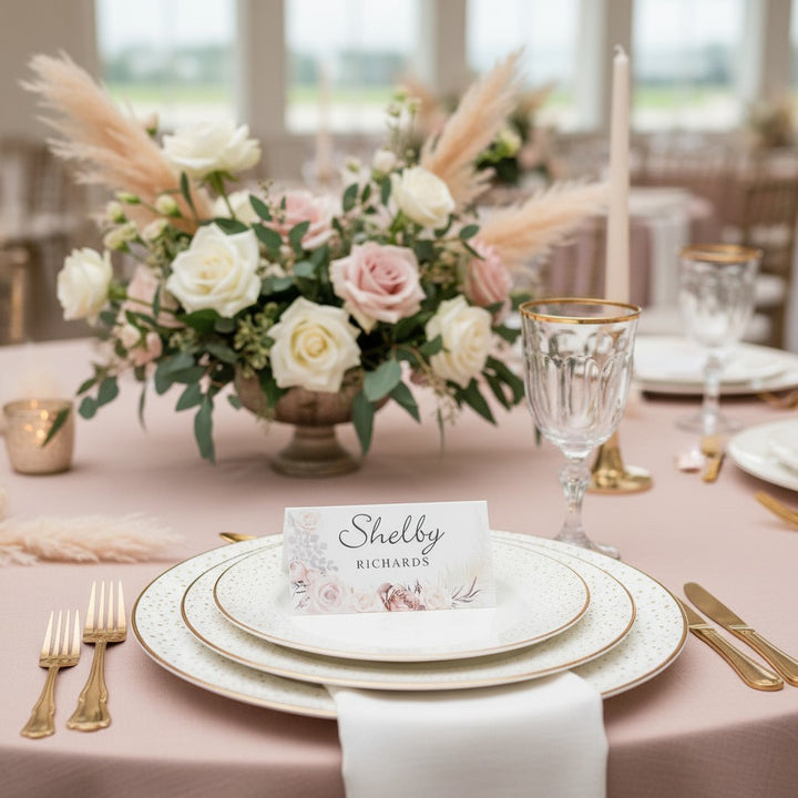 Blush Flowers Place Card