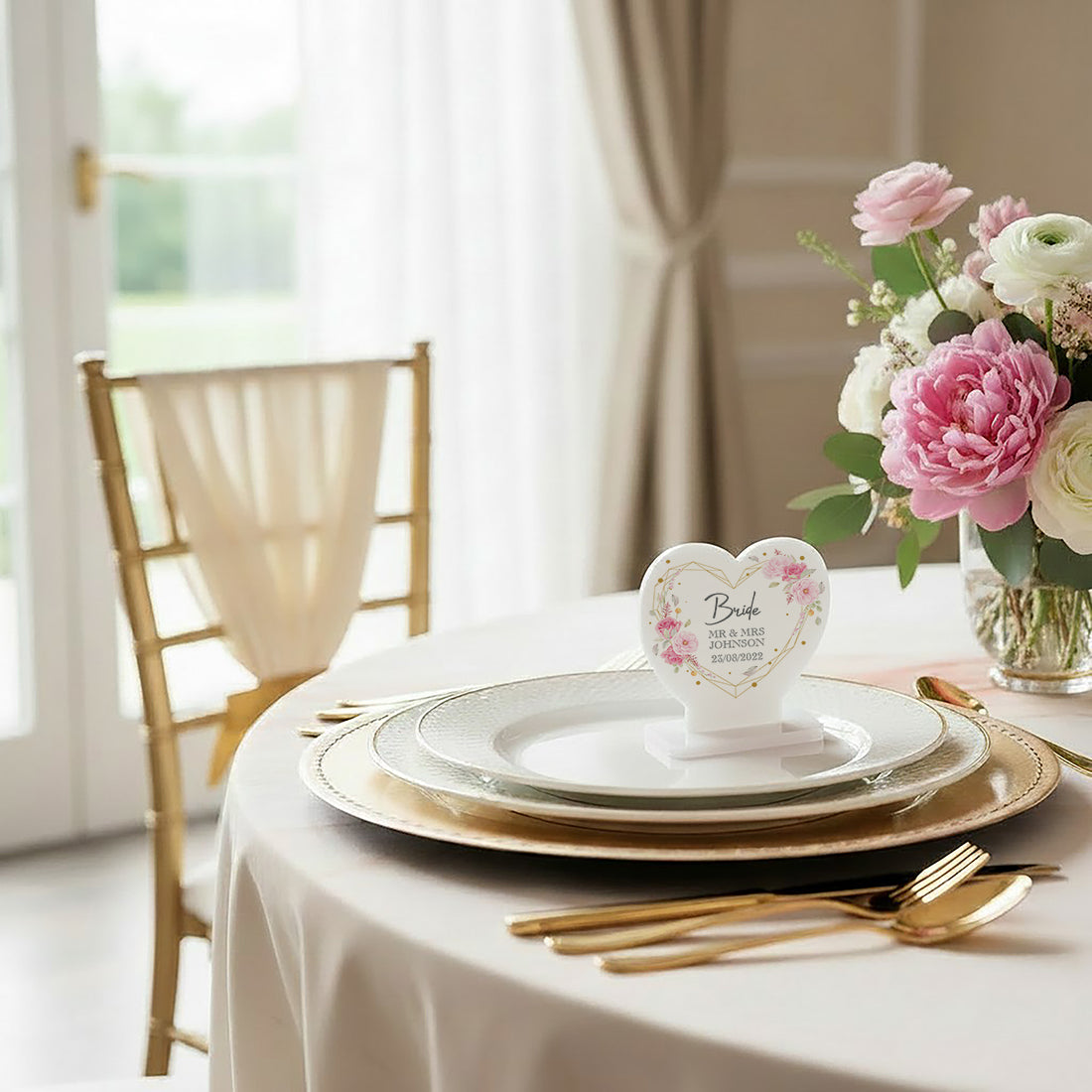 Geometric Floral Heart Acrylic Place Setting