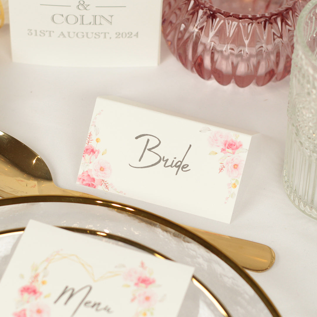 Geometric Floral Heart Place Card-Weddings by Lumi