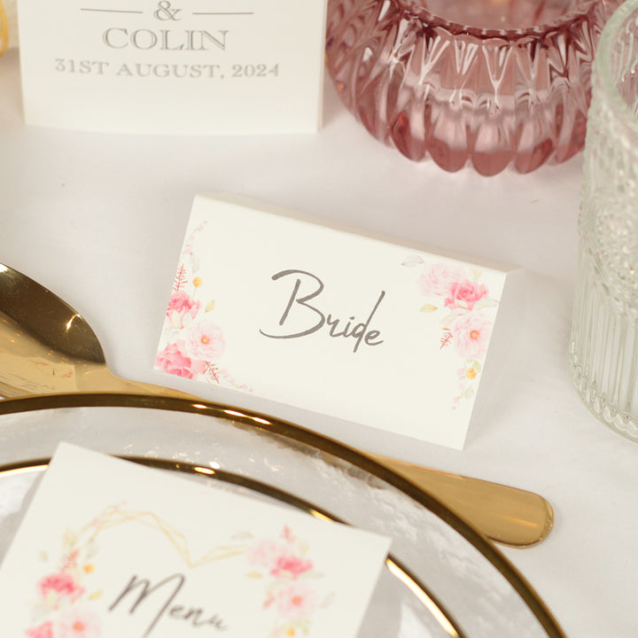 Geometric Floral Heart Place Card-Weddings by Lumi