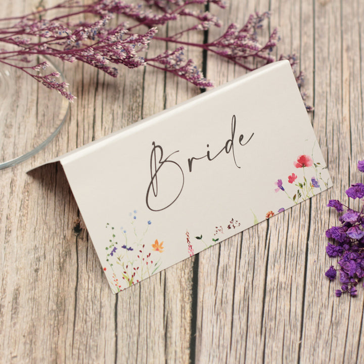 Watercolour Wildflower Place Card-Weddings by Lumi