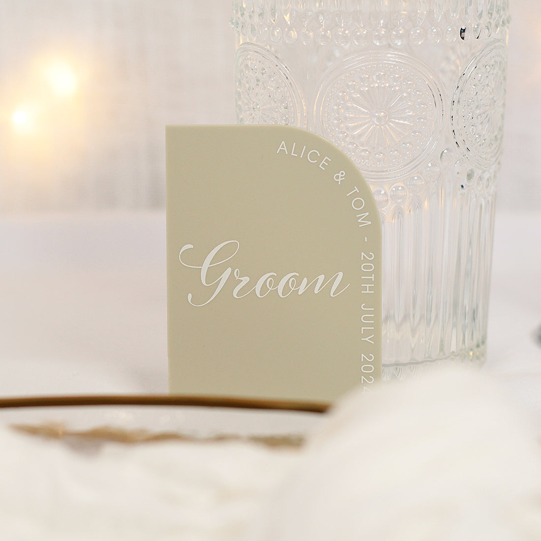 Elegant Script Pastel Acrylic Place Setting