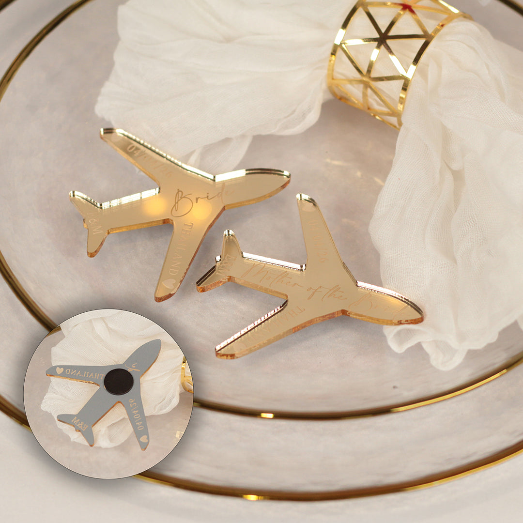 Aeroplane Destination Wedding Magnet Place Setting Favour-Weddings by Lumi