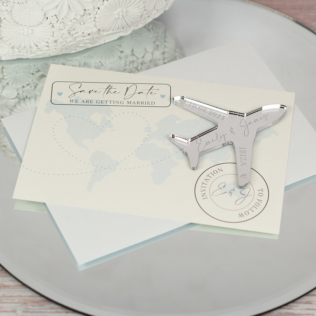 Destination Wedding World Map and Aeroplane Plane Save The Date Magnet-Weddings by Lumi