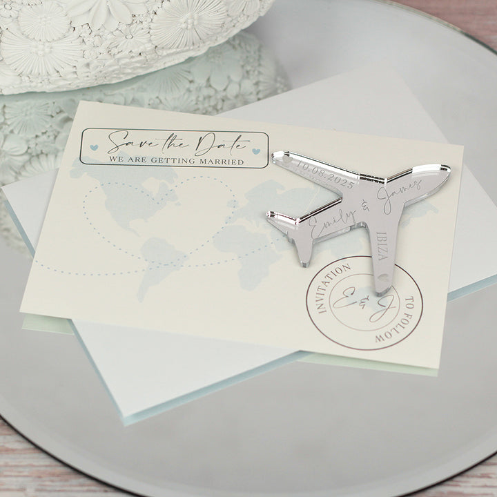 Destination Wedding World Map and Aeroplane Plane Save The Date Magnet-Weddings by Lumi