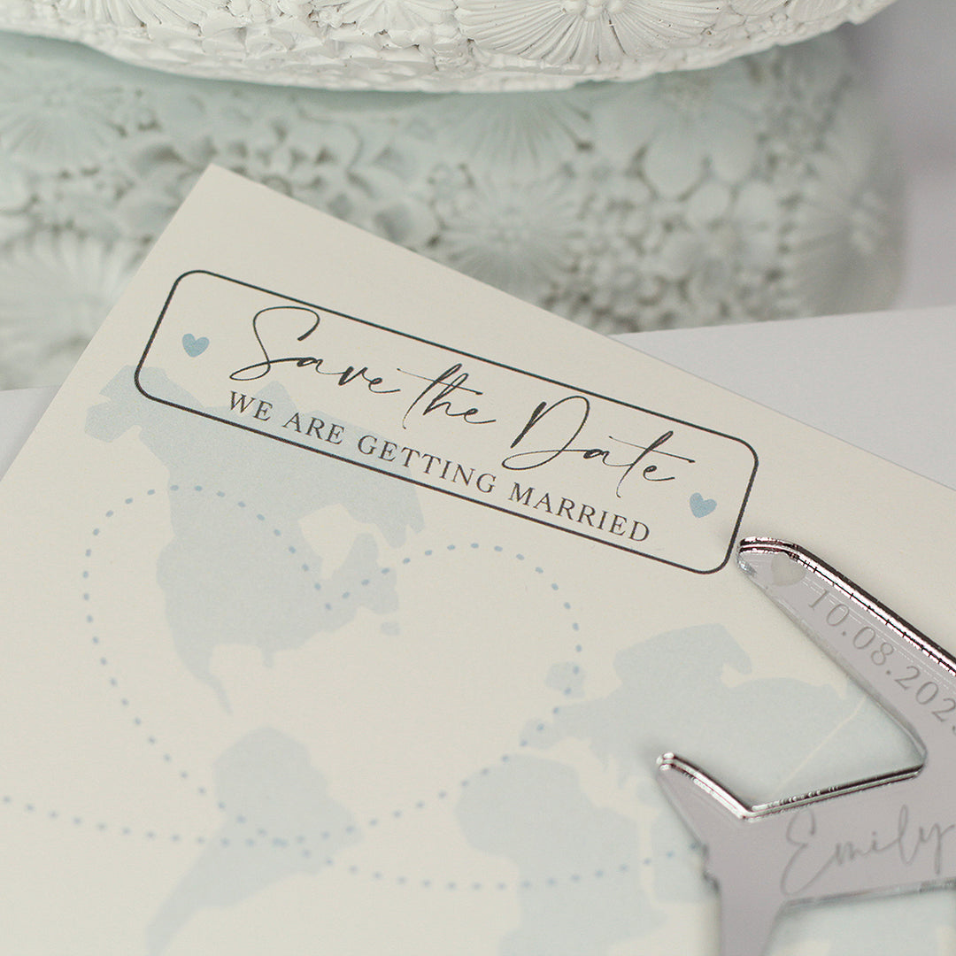 Destination Wedding World Map and Aeroplane Plane Save The Date Magnet-Weddings by Lumi