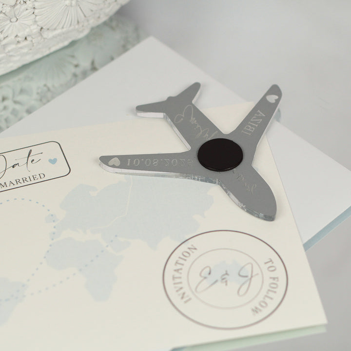 Destination Wedding World Map and Aeroplane Plane Save The Date Magnet-Weddings by Lumi