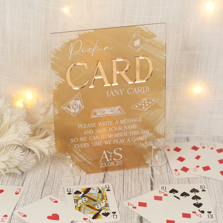 Colour Splash Playing Cards Guest Book Acrylic Sign