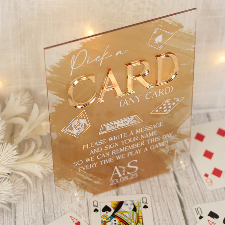 Colour Splash Playing Cards Guest Book Acrylic Sign