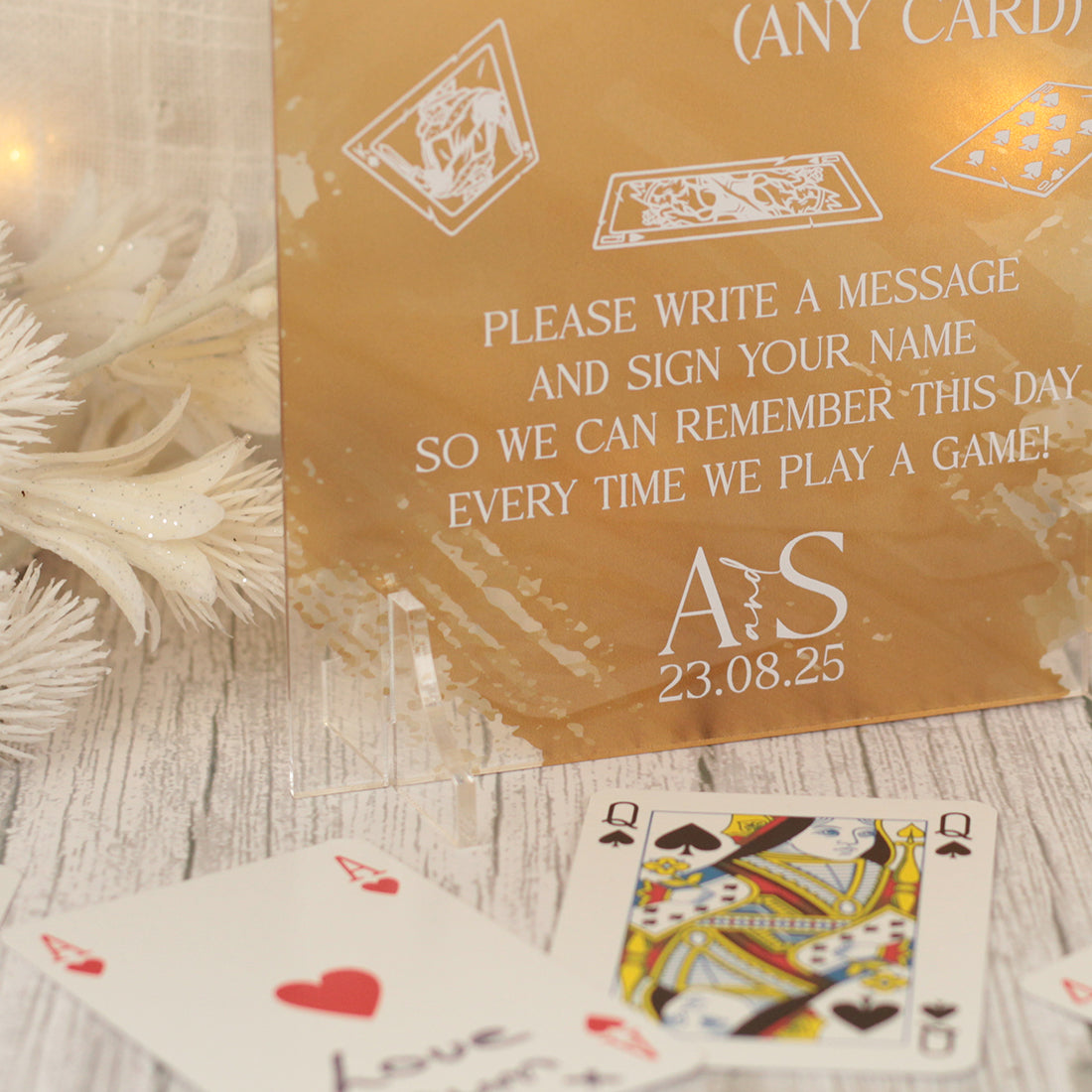 Colour Splash Playing Cards Guest Book Acrylic Sign