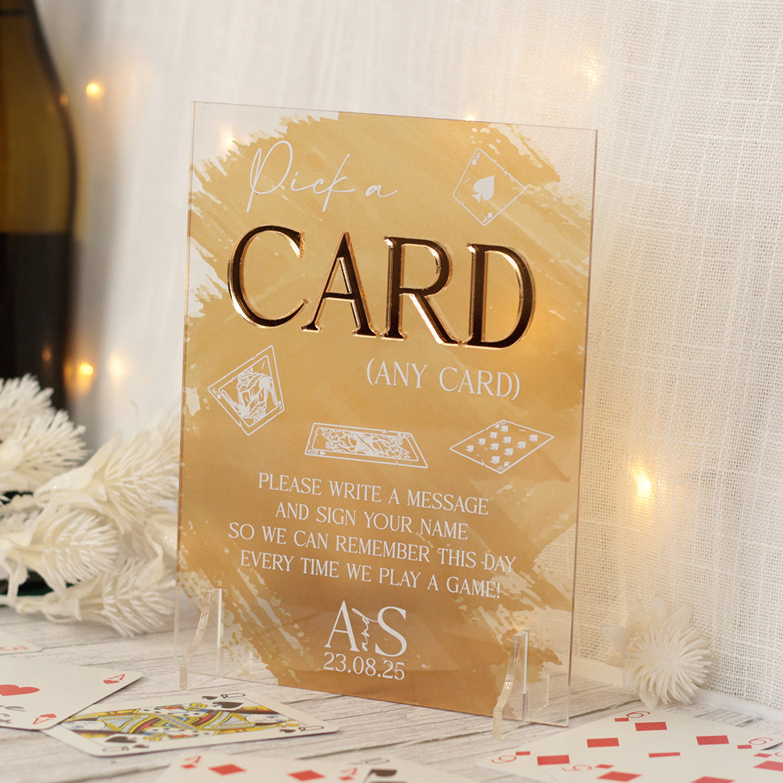 Colour Splash Playing Cards Guest Book Acrylic Sign