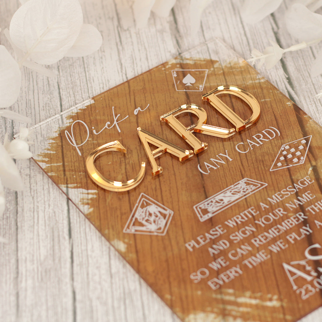 Colour Splash Playing Cards Guest Book Acrylic Sign