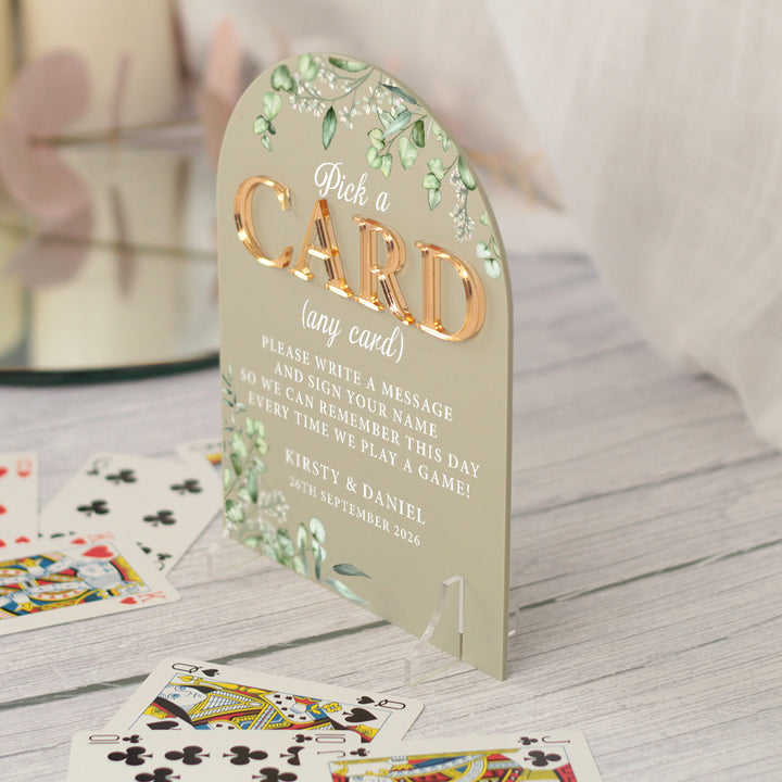 Eucalyptus Playing Cards Guest Book Acrylic Sign