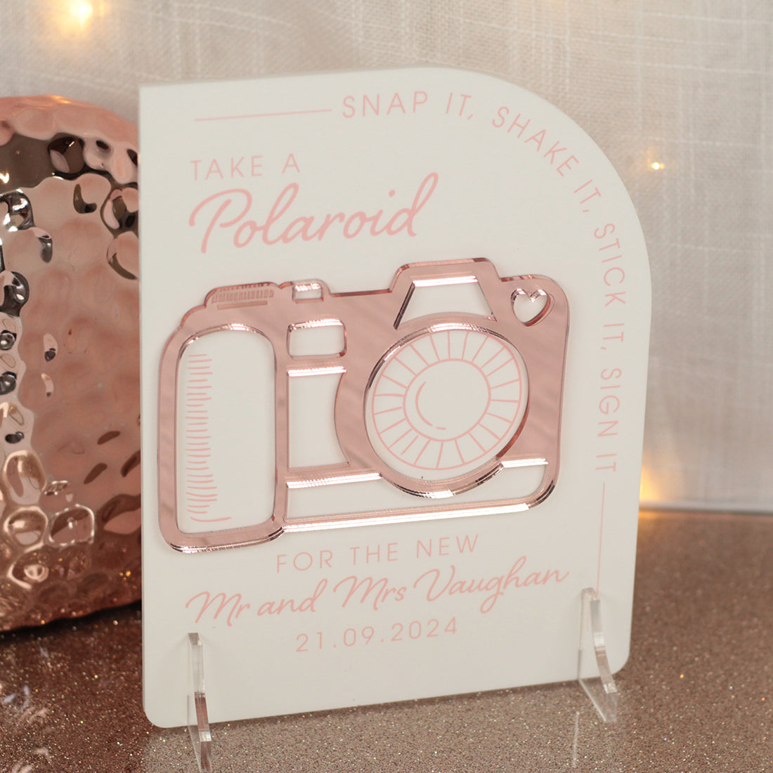 Modern Arch Camera Photo Guest Book Acrylic Sign