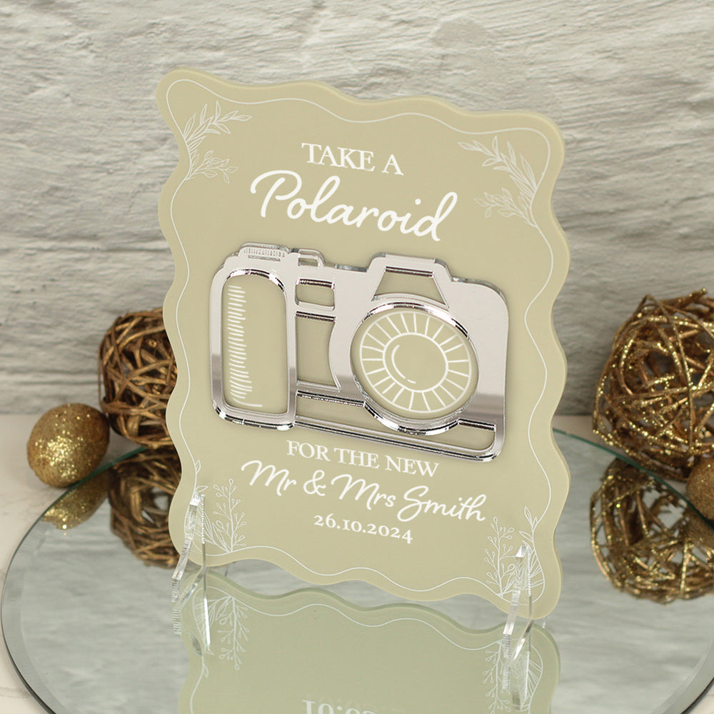 Wavy Edge Camera Photo Guest Book Acrylic Sign-Weddings by Lumi