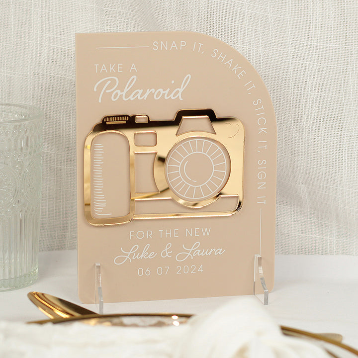 Modern Arch Camera Photo Guest Book Acrylic Sign-Weddings by Lumi