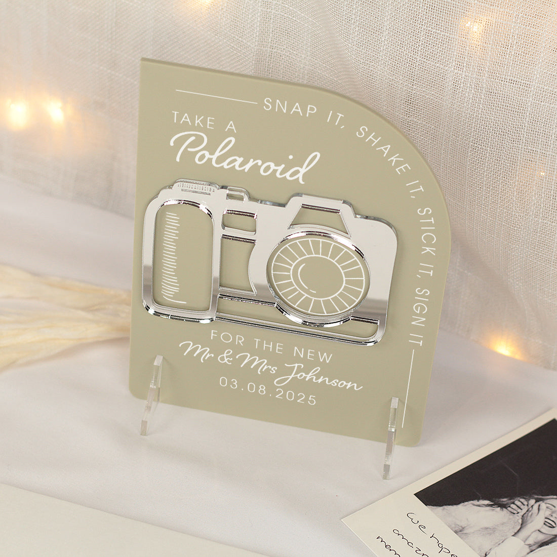 Modern Arch Photo Guest Book Acrylic Sign-Weddings by Lumi