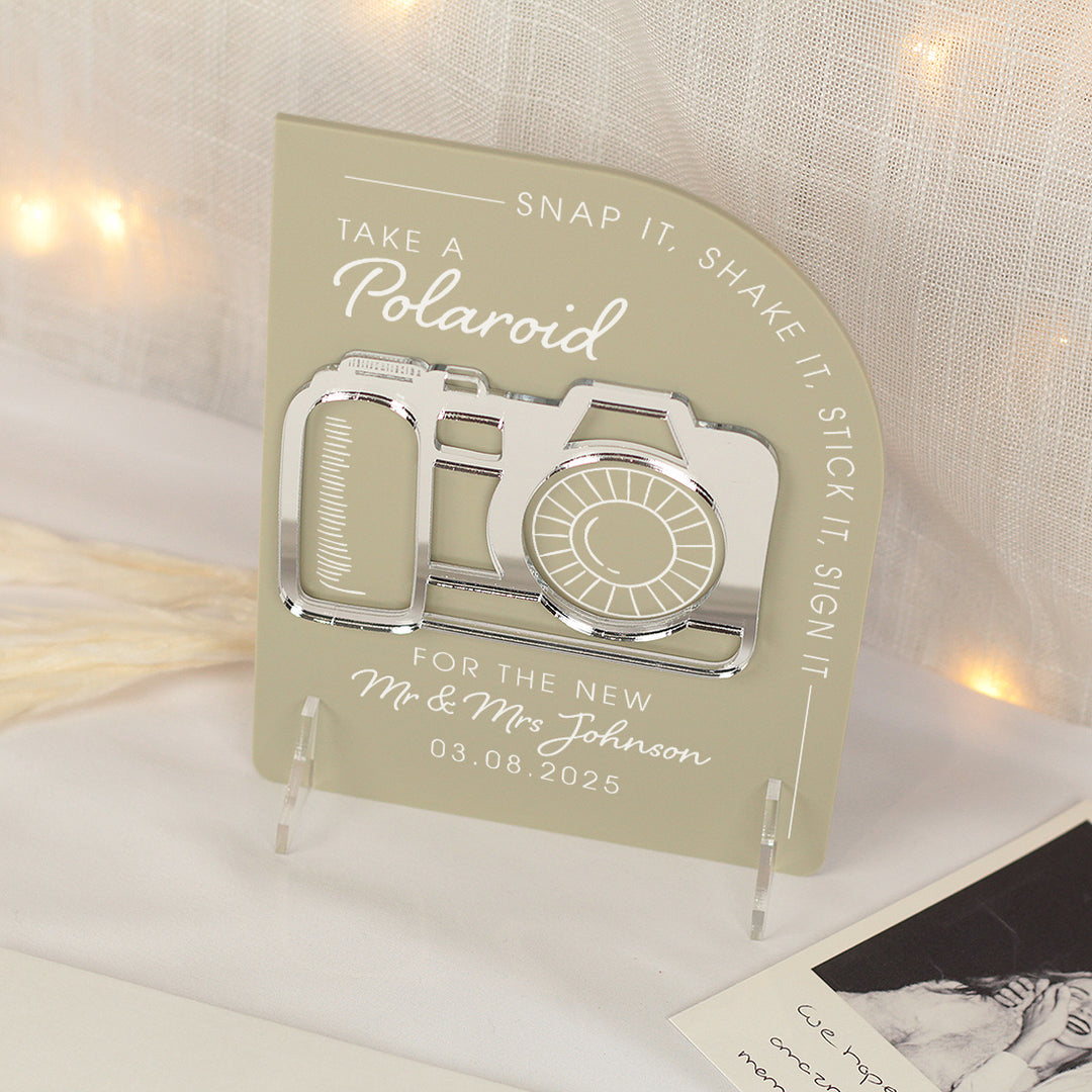 Modern Arch Camera Photo Guest Book Acrylic Sign-Weddings by Lumi