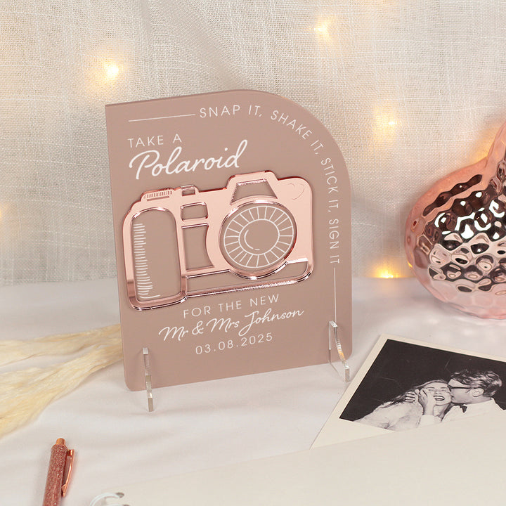 Modern Arch Camera Photo Guest Book Acrylic Sign-Weddings by Lumi