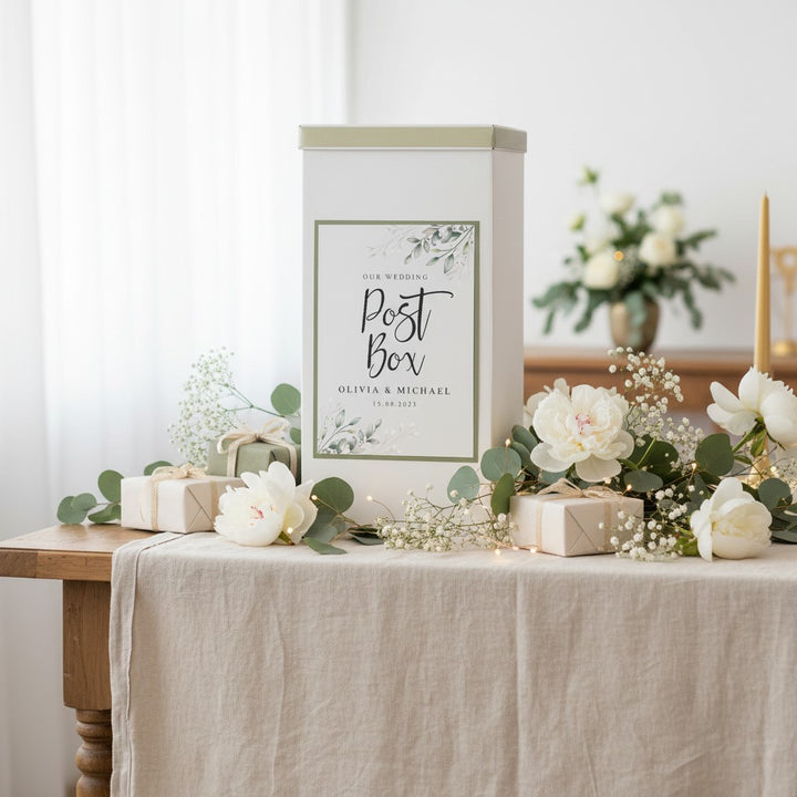Botanical Wreath Wedding Card Post Box